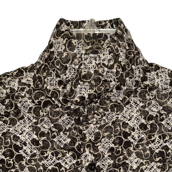 Axcess A Claiborne Co. Men’s L Gray, Olive Green, Tan Print Shirt - Picture 3 of 7